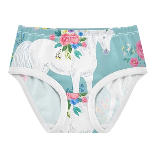 Pattern Toddler Underwear Custom 2t Cotton Girl Panties Cute White Horses Floral Briefs Undies Kids