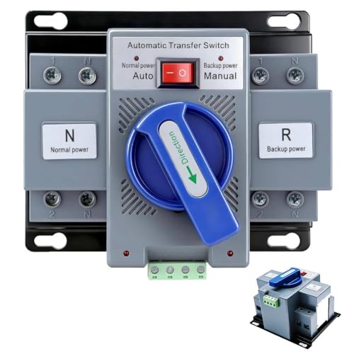CYTGOUPER AC230V 63A 2P Automatic Transfer Switch,50Hz/60Hz Auto/Manual Modes Dual Power Generator...