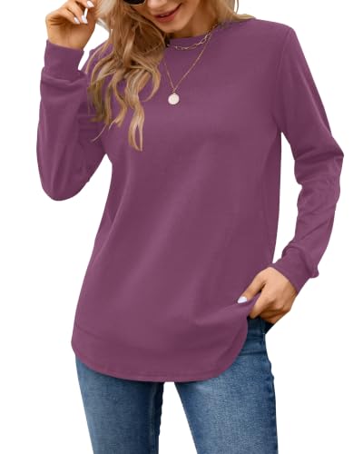 Image of MOLERANI Sweatshirts for Women Casual Long Sleeve Crewneck Shirt Tunic Tops | Pullovers, Soft Lightweight Warm Fabric, Loose Fit, Fall Winter Trendy Clothes, Daily Wear, Workout, Outdoor Outfits