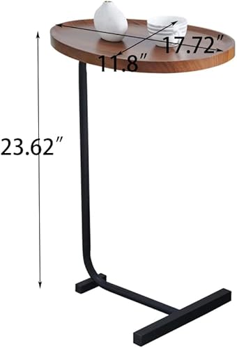 Miniatura 2 de Mesa auxiliar moderna en forma de C, mesas auxiliares ovaladas para sala de estar, dormitorio, espacios pequeños, marco de metal, mesa decorativa
