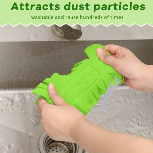 Image of Zubebe 6 Pcs Reusable Duster Refills Fleece,Olive Green | Soft Polyester Fiber Flat Duster Refill Multi Surface Washable Cleaning Pad Tools for Home, Blinds, Car, Pet, Furniture, Fans