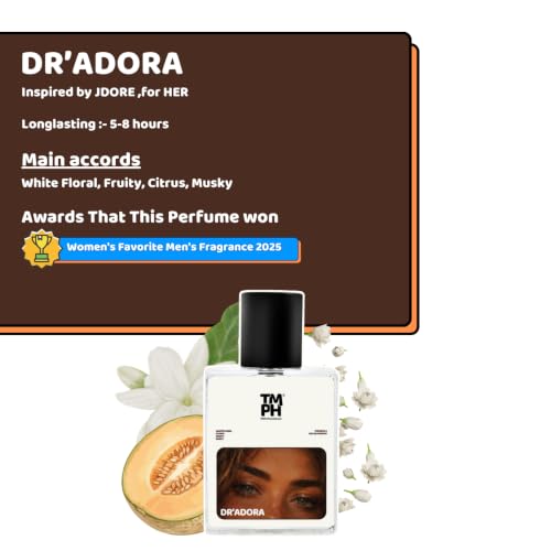 Image of TMPerfumehouse DR'Adora EDP for Women | Floral, Fruity & Long Lasting Perfume Spray | Citrusy, Woody & Freshspicy Fragrance | Luxury Gift for Her | TMPH | 50ml