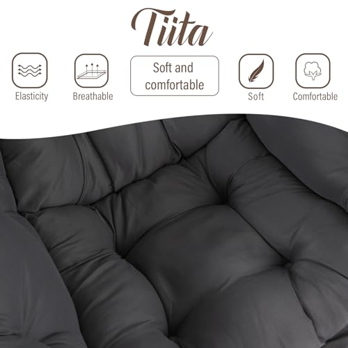 Image of Tiita Lazy Chair, Gray Modern Large Accent Armchair, Comfy Leisure Sofa Reading Chair for Bedroom, Living Room, Dorm Rooms, Garden and Courtyard, Dark Grey