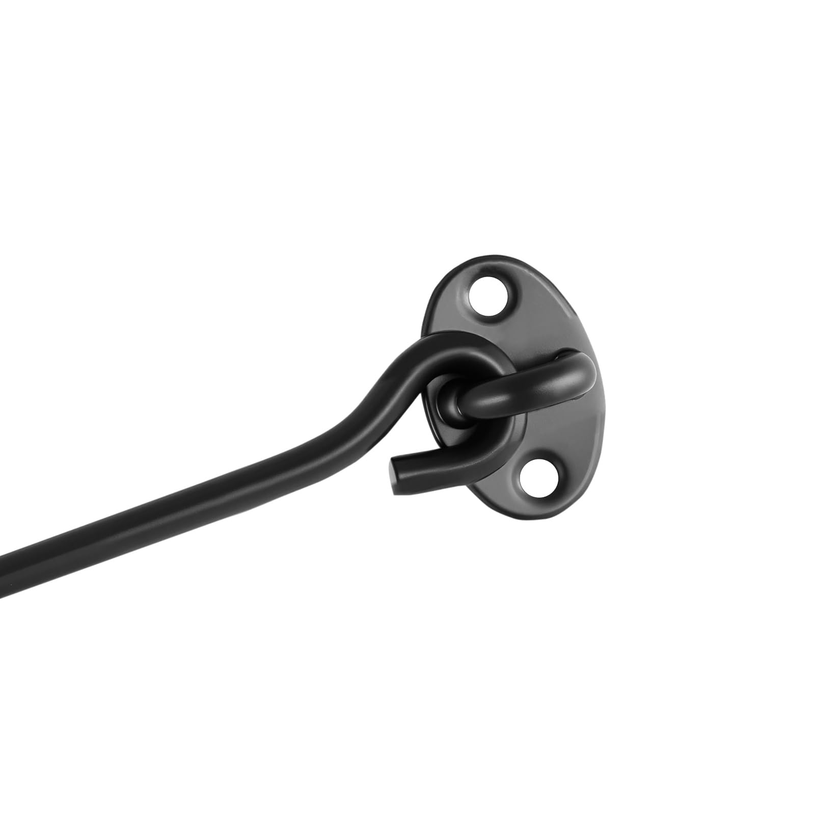 Set di 8 Ganci a Vento Neri 40 cm in Acciaio Inossidabile, Fermaporta con 32 Viti e Piastra 4x2,6 cm per Porte, Finestre e Cancelli