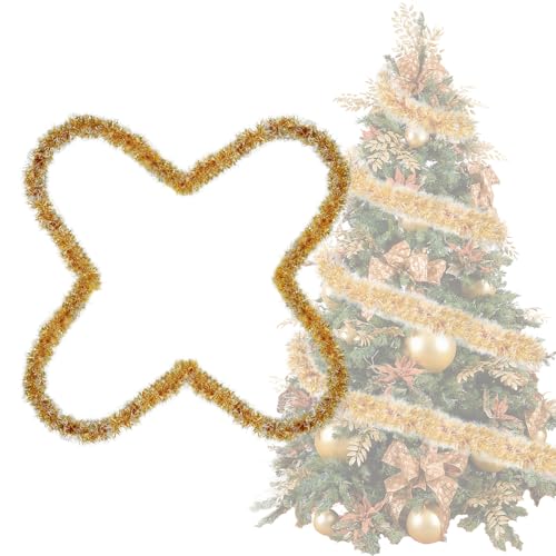 Espumillón árbol de Navidad oro y blanco 4x 3M guirnalda de Navidad espumillón Ø 9 cm,Brillantes guirnaldas de Navidad guirnalda del árbol de Navidad decoraciones del árbol de Navidad de oro guirnalda