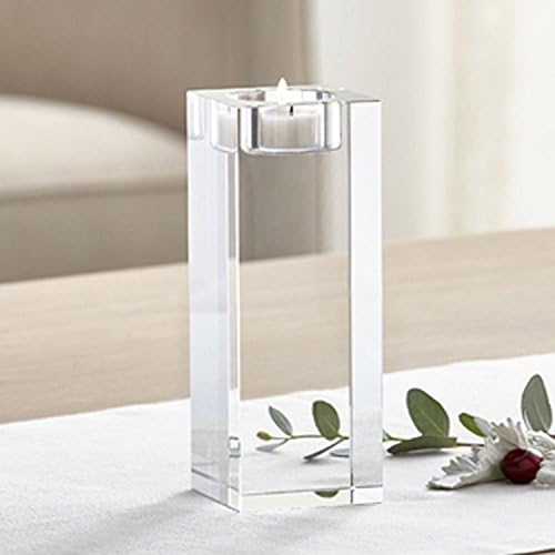 DecentGadget® Heavy Clear Crystal Tea Light Holder Cuboid Candle Holder for Party Ceremony Wedding Centerpiece Home Decoration (4.8'')