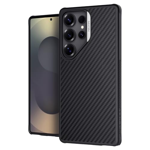 Image of PRITO Nilkin Synthetic Aramid Fiber Case for Samsung Galaxy S25 Ultra (S25ultra), Compatible with MagSafe & Military Drop Protection, Scratch-Resistant Shockproof Protective Case (Silver, S25 Ultra)
