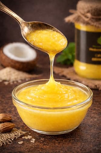 Image of Village-Organica A2 Gir Cow Ghee, 1Ltr(500mlx2) | Traditional Bilona Method | Grass-Fed Desi Gir Cow Milk | Pure, Nutritious & Premium Glass Bottle Packaging | A2 Ghee Bilona Method