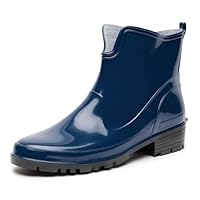 Ladeheid Women's Ankle Rubber Wellington Boots LA-930 (Dark Blue, 8 UK)
