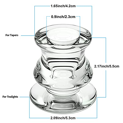 Soulbay 2Pcs Candle Holders For Taper Candles Candlestick Wedding Table Window Halloween Christmas Holiday Decorations, Clear Glass Candleholders Fits 1/2" 2/3" 3/4" 4/5" 7/8" Tapers #TOP3