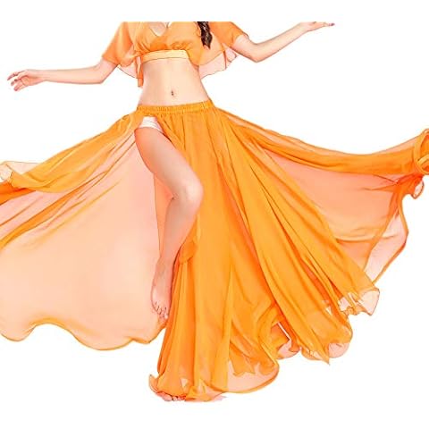 ROYAL SMEELA Bellydance skirts Women Girls Slit Belly Dance Skirt Training Performance Clothes Belly dancer skirt Chiffon Belly Dancing Skirts Belly Dance Costumes Belly Dancing Outfit Practice Skirt Cover
