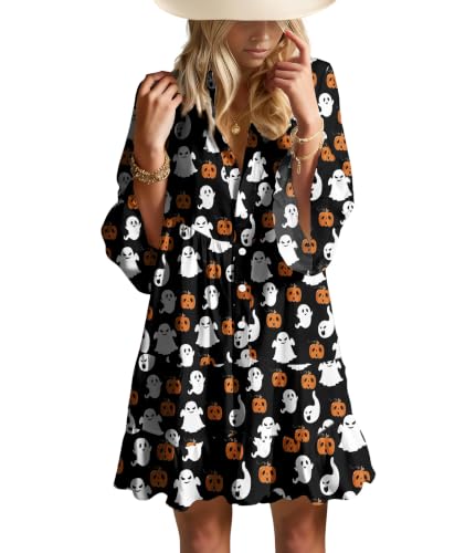 Image of Opemiby Summer Dresses for Women 2026 Flowy Ruffle 3 /4 Sleeve V Neck Tiered Casual Babydoll Boho Beach Mini Dress