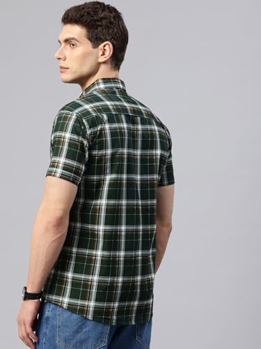 Image of Majestic Man Slim Fit Short Sleeve Checked Pure Cotton Casual Shirt