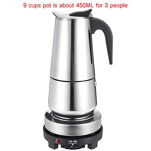 200/450Ml Portable Espresso Coffee Maker Moka Pot Stainless Steel With Electric Stove Filter Percolator Coffee Brewer Kettle Pot (450Ml) #TOP1