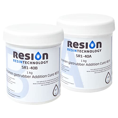 RESION - Härte: 40 Shore A flexibel - Flüssiges Silikon Gießgummi - Abformmasse für Formenbau und Kreative Projekte - 1KG