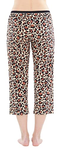 Sleepyheads Women's Jersey Lightweight Capri Pajama Pants With Pockets, Capris-Leopard, X-Large #TOP1