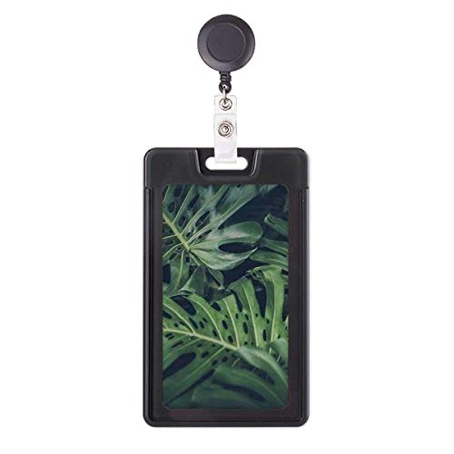 Porte-badge rétractable feuille verte et nature nocturne pour cartes de bureau