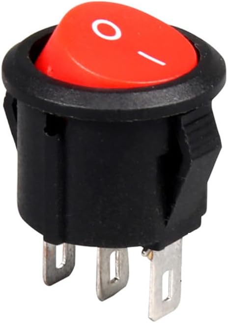 5PCS KCD1 Round Red Black 3 Pin SPST 3 Position ON-Off-ON 2 Position ON-Off Rocker Boat Switch 6A 220V 10A 125V(3 Pinon-Off-ON Black)