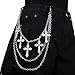 Longita Cross Jean Chains for Women Pants Chain for Men Pocket Chain for Pants Biker Hip Punk Chains Accessory Silver Trendy Fashion for Music Festival Concert Cosplay Jewelry for Women
