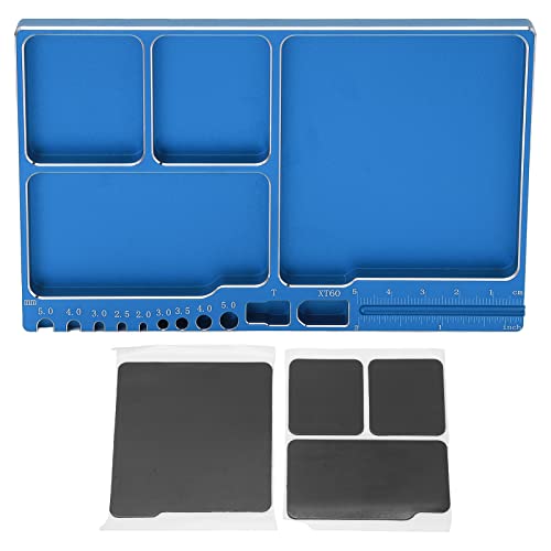 EIMSOAH Magnetic Screw Tray, RC Aluminium Alloy Screw Tray, Adsorption Widely Used Magnetic Parts Tool Tray for RC Model Toy Repair Mat Electronic Repair Kit Tool Organizer (Blue)