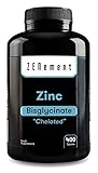 Zinc 25 mg (Bisglicinato), QUELADO, 400 Comprimidos | Antioxidante, ayuda al sistema inmunológico, piel, cabello y vista | Vegano | de Zenement