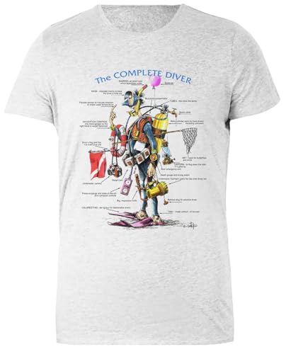 DAMBOTEE Le Plongeur Complet T-Shirt en Coton Gris pour Femmes À Col Rond Womens Grey Cotton Crewneck T-Shirt