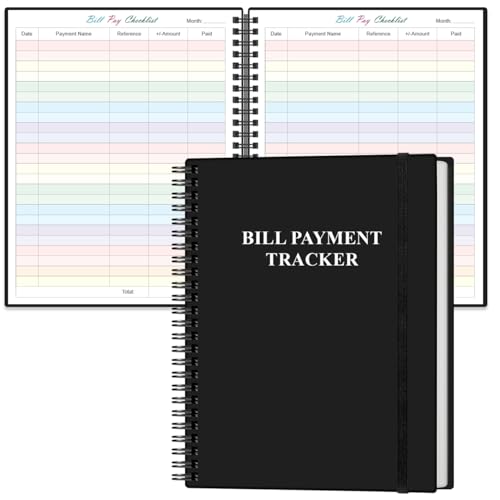Bill Tracker Notebook - Monthly Bill Organizer & Planner for Personal Budgeting Financial, Monthly Bill Payment Checklist, 8.5" x 11", Black