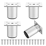 SZSIQI 4 Stück 5cm Möbelfüße, Alulegierung Möbelfüsse, Schrankfüße, Sofabeine, Schrankbeine, Möbelbeine für Stühle Tisch Schrank Schreibtisch Regal Couch Sofa Füße Beine mit Schrauben