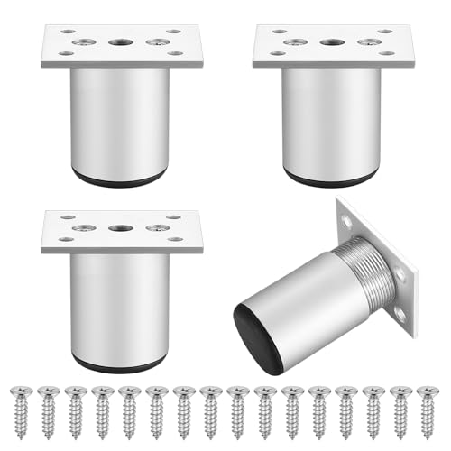 SZSIQI 4 Pièces Pieds de Meubles, 5 cm Pied Meuble, Pied de Table, Pieds Armoire en Méta Alliage Aluminiuml, Jambes de Table, Pied pour Meuble Canapé Placard Armoires Cuisine, avec Vis