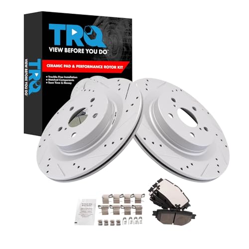 Image of TRQ Performance Rear Brake Pad and Rotor Set Ceramic G Coated Compatible with 2021-2022 Toyota Sienna