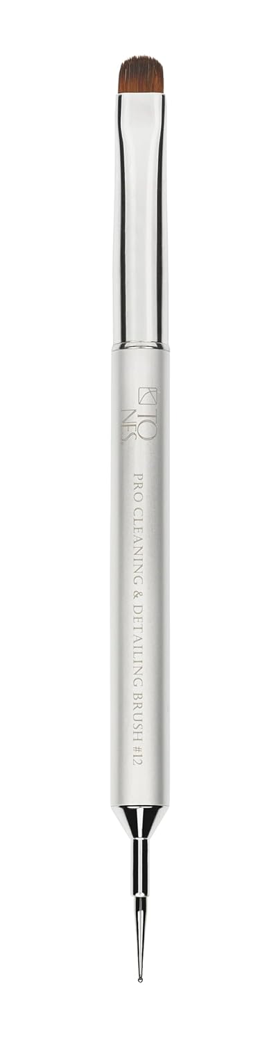 TONES Professional Cleaning & Detailing Brush for Manicures, Nail Art, 2-in-1 Design with Ultra-Soft Cleaning Brush and Precision Dotting Tip, Available in Sizes #12 and #14 (#12)