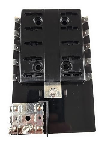 Fuse Holder BLC-110-G OPTIFUSE (1 Unit) Holds 10 FUSES (NO Cover) Blade ATC AUTO Type Unit Also HAS Ground Section for Vehicles/Boat That Don't Have Common Ground 5 X 3.25 X 1 INCH Height