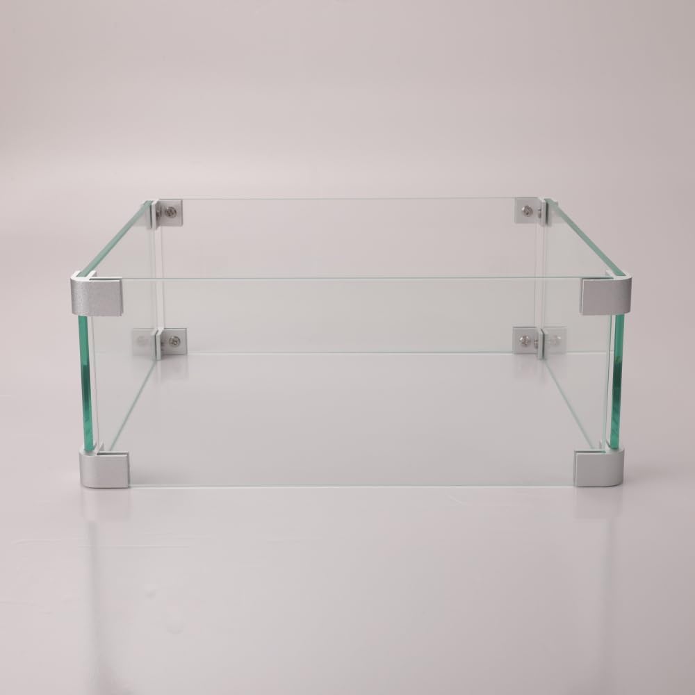 Glass Wind Guard Square Glass Windshield for Square Fire Table Outdoor Patio Heater Accessory