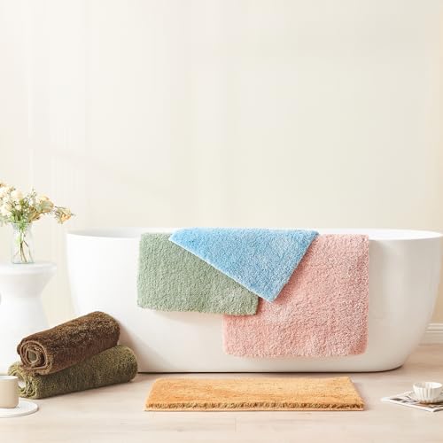 CozeCube Upgraded Shaggy Bath mat for Bathroom Non Slip 36" X 24", Super Soft Quick Dry Bath Rugs, Fluffy Plush Bathroom Rugs Machine Washable, Dark Brown by CozeCube - Image 6