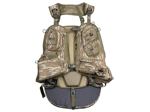 Knight & Hale Run N’ Gun 300 Turkey Vest for Hunting, Mossy Oak Original Bottomland - Lightweight 2.5 lb Turkey Vest - Removable Cushioned Seat -10-Point Adjustable Fit