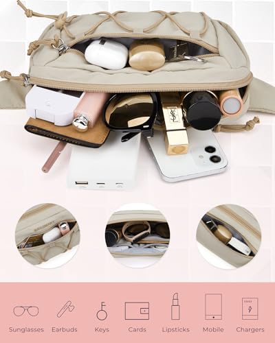 BAGSMART-Fanny-Packs-for-Women-Small-Belt-Bag-with-Adjustable-Strap-Waist-Pack-for-Running-Workout-Traveling-Hiking-Beige