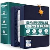 Utopia Bedding Protector Colchón 135 x 190 x 40 cm Impermeable, Elástico En Todo El Contorno Azul Marino