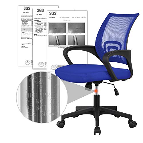 Yaheetech Office Chair Desk Chair Computer Chair Swivel Rolling Chair Cute Task Chair Ergonomic Conference Room Chair Mesh Work Study Chair Basic Comfy Desktop Chair With Wheels Arms, Blue #TOP7