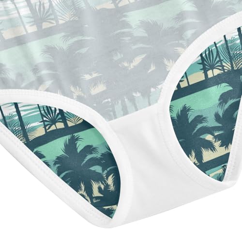 Little Girls' Soft Cotton Underwear Kids Breathable Comfort Tropical Palm Trees Beach Panties Briefs Toddler 5