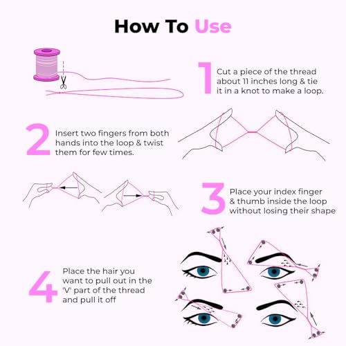 Image of Zibell Organic Cotton Eyebrow Threading Tool for Women - 2 Spools x 300 Meters - for Upperlips Shaping, Forehead and Chin Hair Removal - Salon Spa Home Use