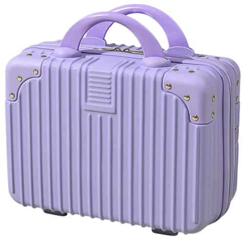 EVREFINミニスーツケース コスメポーチ 防水 大容量 14インチ かわいい ビジネス旅行 機内持ち込み可 (32*23*15,パープル)