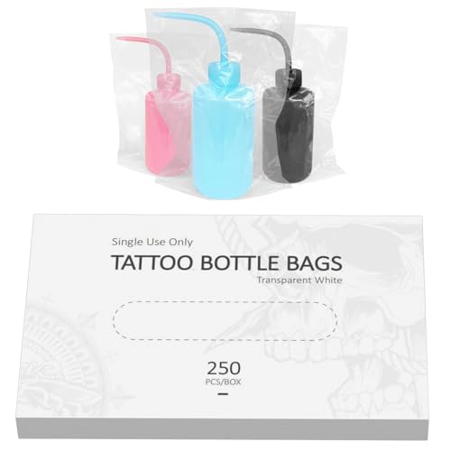ZHOOGE Tattoo Wash Bottle Bags 250Pcs Pre-Punched Disposable Covers White
