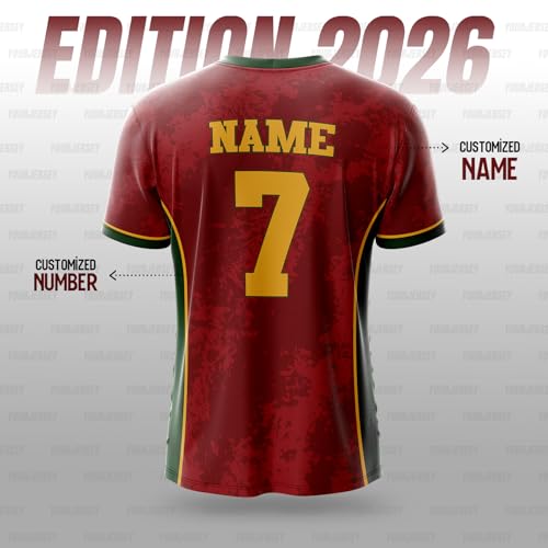 Image of YOURJERSEY Football World Cup 2026 Football Jersey All Team Jersey Custom Name & Number Print | Fan Personalised T-Shirt Sizes for Kids 2Y to Adults 4XL