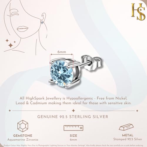 HIGHSPARK 925 Silver Birthstone Solitaire Earrings for Women | 92.5 Sterling Silver and Diamond like Brilliance Sparkling Zirconia | January to December | Lovely Gift - Image 2