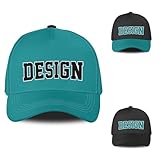 Custom Baseball Cap Men Women Youth Kid, Carolina Personalized Baseball Cap College Football Hats, Teal Black Baseball Hat Custom Image Hat with Logo, Printed Text Custom Hats Design Your Own Logo