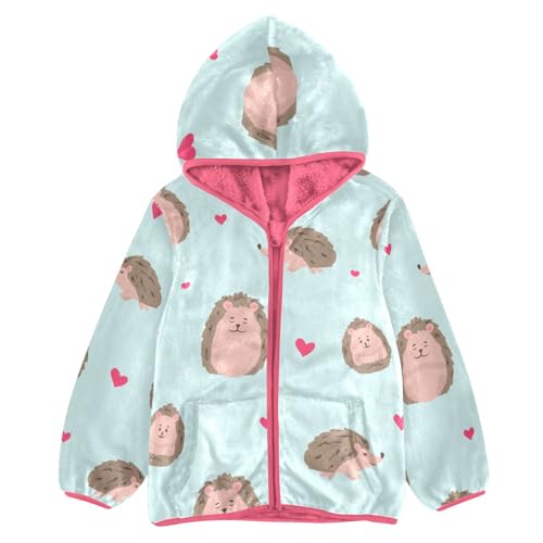 OTVEE Hedgehog Cute Animals Kids Hoodie Jacket Fall Spring Full Zip Warm Outwear Coat