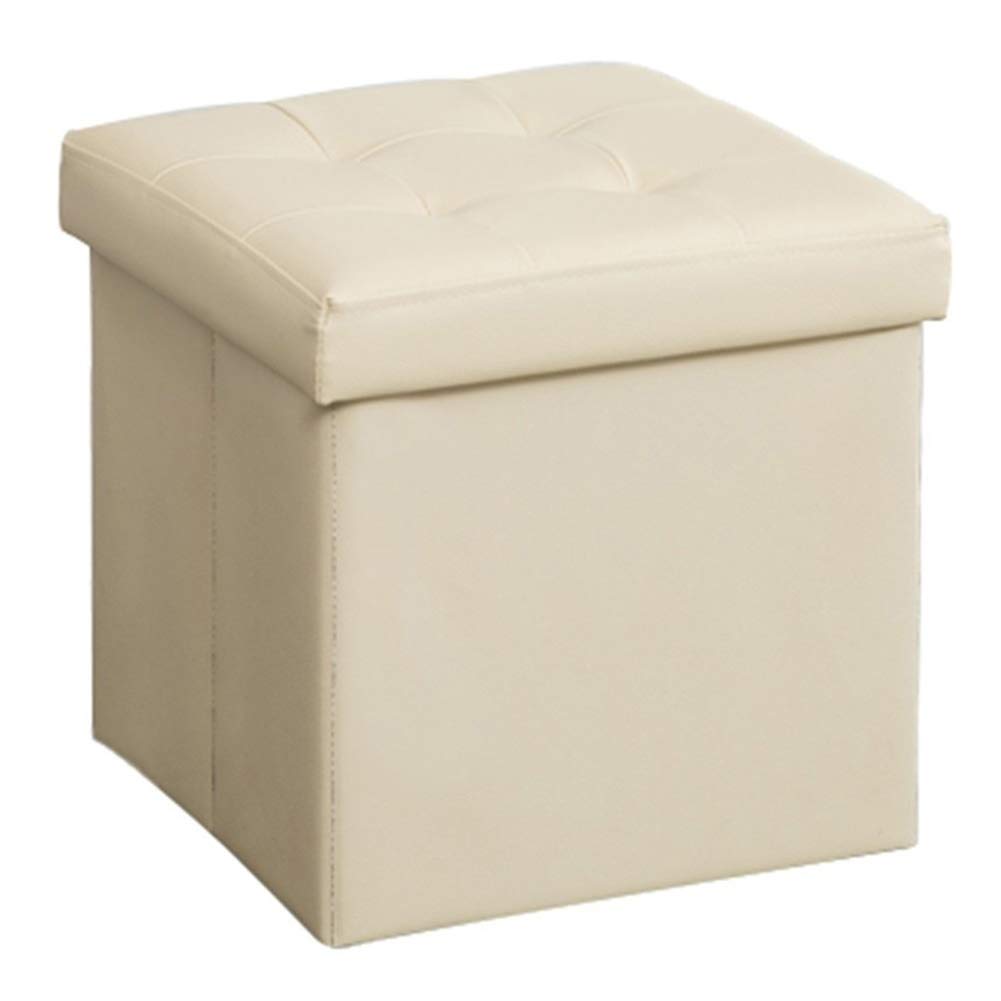 IROEJT Ottoman,Foot Stools Foot Stool Ottoman Storage Square Pu Footstool Toy Chests Folding Bedroom,5 Colors，White 38X38X38CM