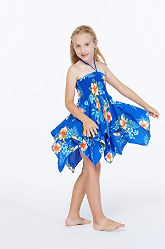 Image of Matchable Family Hawaiian Luau Men Women Girl Boy Clothes in Hibiscus Blue