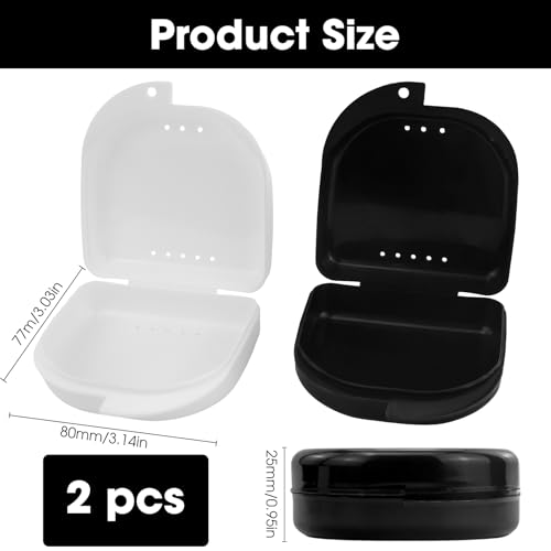2 Stück Zahnspangendose,Zahnschiene Box,Prothesendose,Zahnersatz Dental Box,Zahnprothesen Box,Zahnprothesen BehäLter, Zum Aufbewahren Von Zahnspangen Oder Zahnschienen (Schwarz & Weiß)