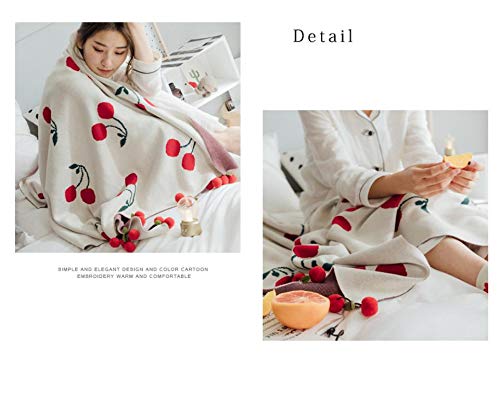 Amazon｜【MarieAnge】 さくらんぼ ブランケット 毛布 ひざ掛け